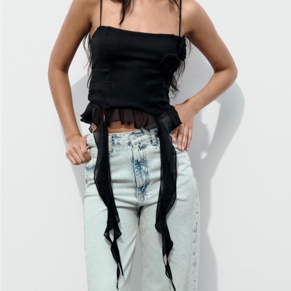 TEXTURED FLORAL COTTON GAUZE TOP